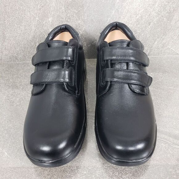 Apex Shoes Men 10.5 Black Walking Therapeutic Athletic Two Strap Slip Resistant - Picture 3 of 13